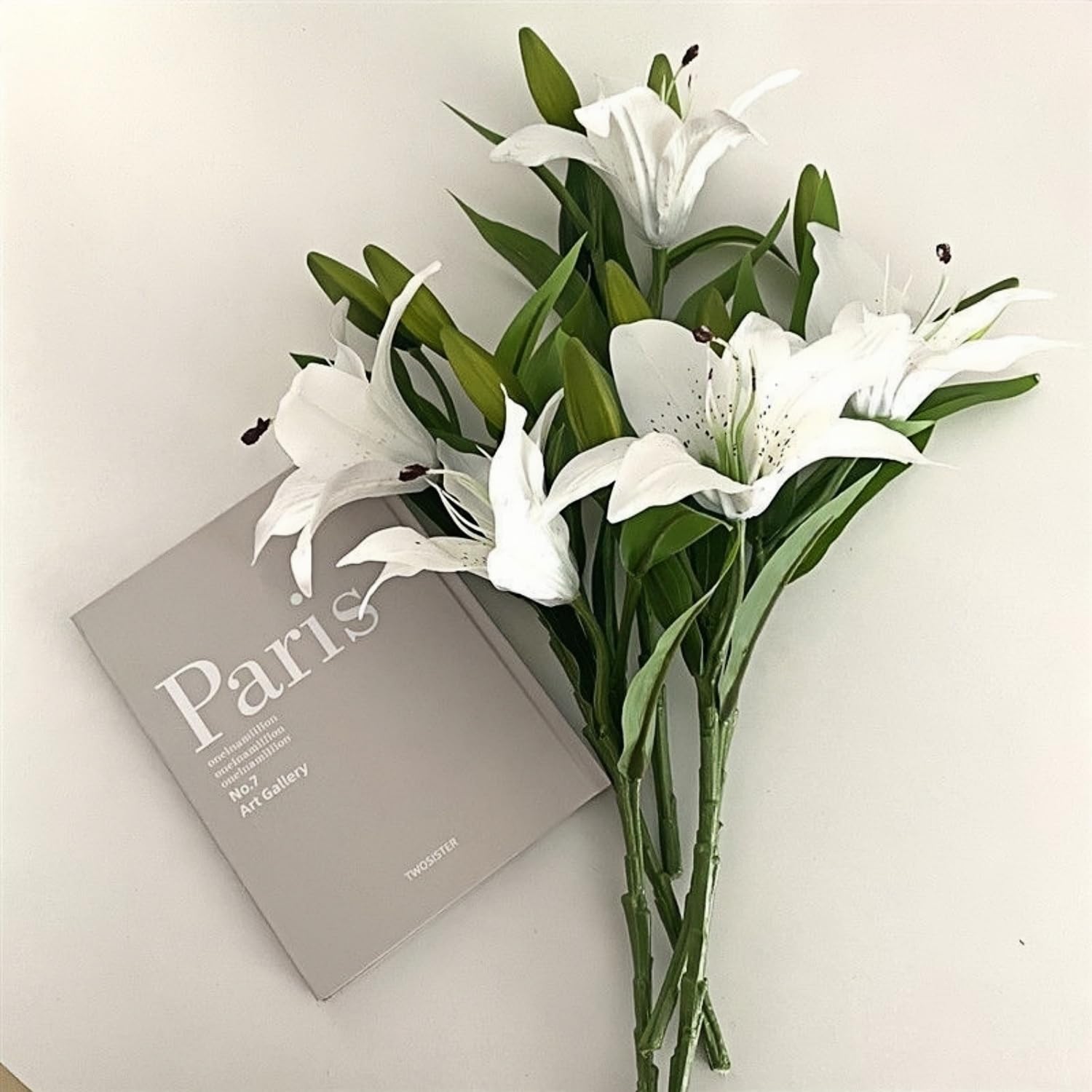 Amazon｜5本セット 百合 花束 ユリ 造花 ユリの花束 アーティ